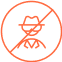 icon of a fraudster underneath a magnifying glass